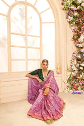 Tulip Pink Cotton Silk Bandhani Print Saree